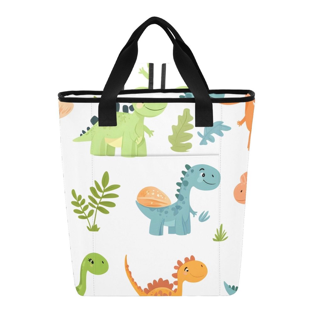 Bokkoy Charming Dino Ensemble Insulated Cooler Bag with Ice PackLarge Capacity Waterproof Thermal Lunch BagReusable Cooler Bags for Picnic, Travel