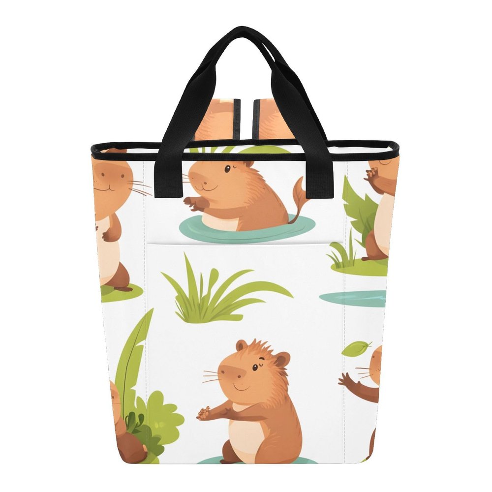 Bokkoy Capybara Scenes Insulated Cooler Bag with Ice PackLarge Capacity Waterproof Thermal Lunch BagReusable Cooler Bags for Picnic, Travel