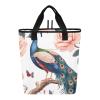 Bokkoy Flowers and Peacock Insulated Cooler Bag with Ice PackLarge Capacity Waterproof Thermal Lunch BagReusable Cooler Bags for Picnic, Travel view 1
