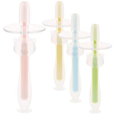 Baluue 4pcs Milk Toothbrush Soft Silicone Brush for Newborns Brush for Boy Girl Toothbrush Months and up