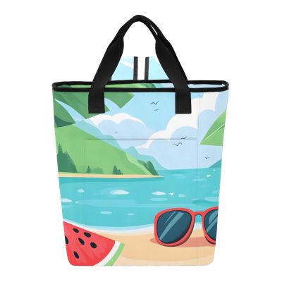 Bokkoy Tropical Beach Delight Insulated Cooler Bag with Ice PackLarge Capacity Waterproof Thermal Lunch BagReusable Cooler Bags for Picnic, Travel