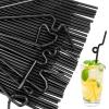 100PCS Disposable Flexible Plastic Drinking Straws,13inch Extra Long Straw Disposable Bendy Party Fancy Straws (Black) view 1