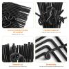 100PCS Disposable Flexible Plastic Drinking Straws,13inch Extra Long Straw Disposable Bendy Party Fancy Straws (Black) view 4