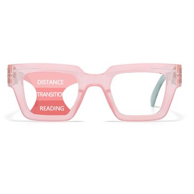 bullabulling Style Reading Glasses for Women Men, Fashion Square Blue Light Blocking Readers L05 (pink-Progressive, 1.75, x)