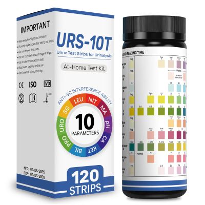 10-in-1 Urine Test Strips for Urinalysis Full Panel Urinalysis Test Strips for Protein, Nitrite, Leukocytes, pH, Kidney and Liver Function (120 Strips)