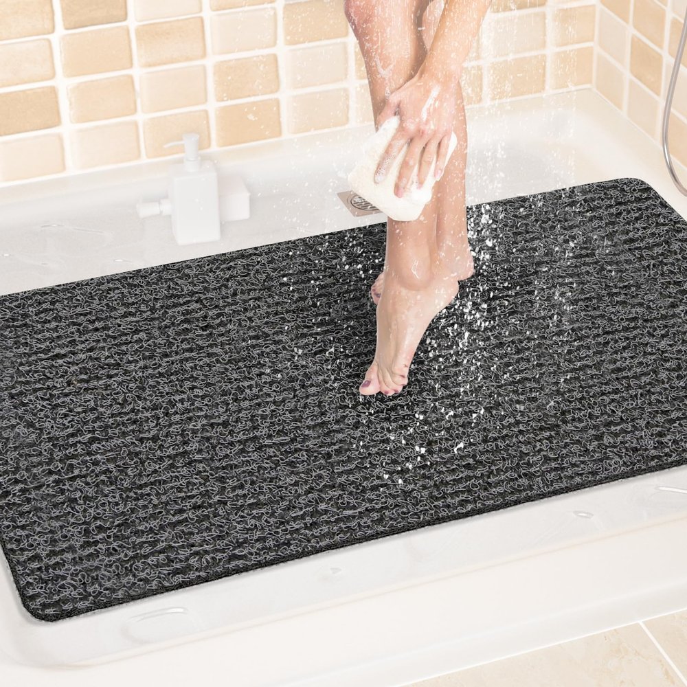 LuxStep Shower Mat Bathtub Mat,Non-Slip Bath Mat with Drain, Quick Drying