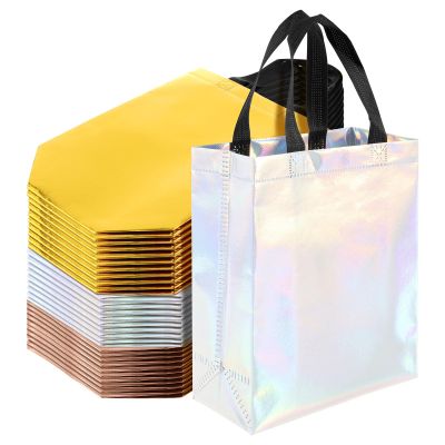 ZJRDYYK Reusable Gift Bags With Handles, 30PCS Include Gold & Rose Gold & Laser Color, Shiny Gift Bags for Birthday Christmas Bachelorette Party