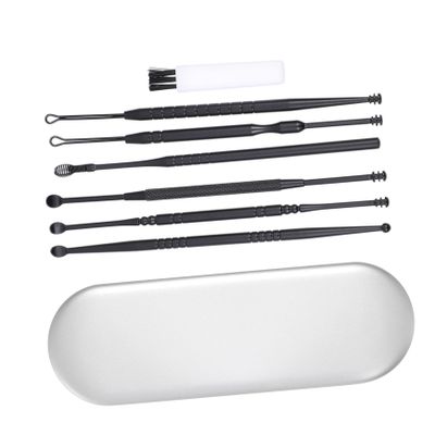 Baluue Stainless Steel Ear Picks Ear Cleaning Kit Earwax Removal Tool Easy to Use for Adults