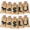 Vincreem 25 Pieces 6 x 10 Inch Western Horse Party Favor Horse Party Bags with Drawstring Reusable Burlap Pattern with Horseshoe, Cowboy Boots, Cowboy Hat Dollar Bags for Cowgirl Birthday Decor view 1