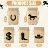 Vincreem 25 Pieces 6 x 10 Inch Western Horse Party Favor Horse Party Bags with Drawstring Reusable Burlap Pattern with Horseshoe, Cowboy Boots, Cowboy Hat Dollar Bags for Cowgirl Birthday Decor view 2