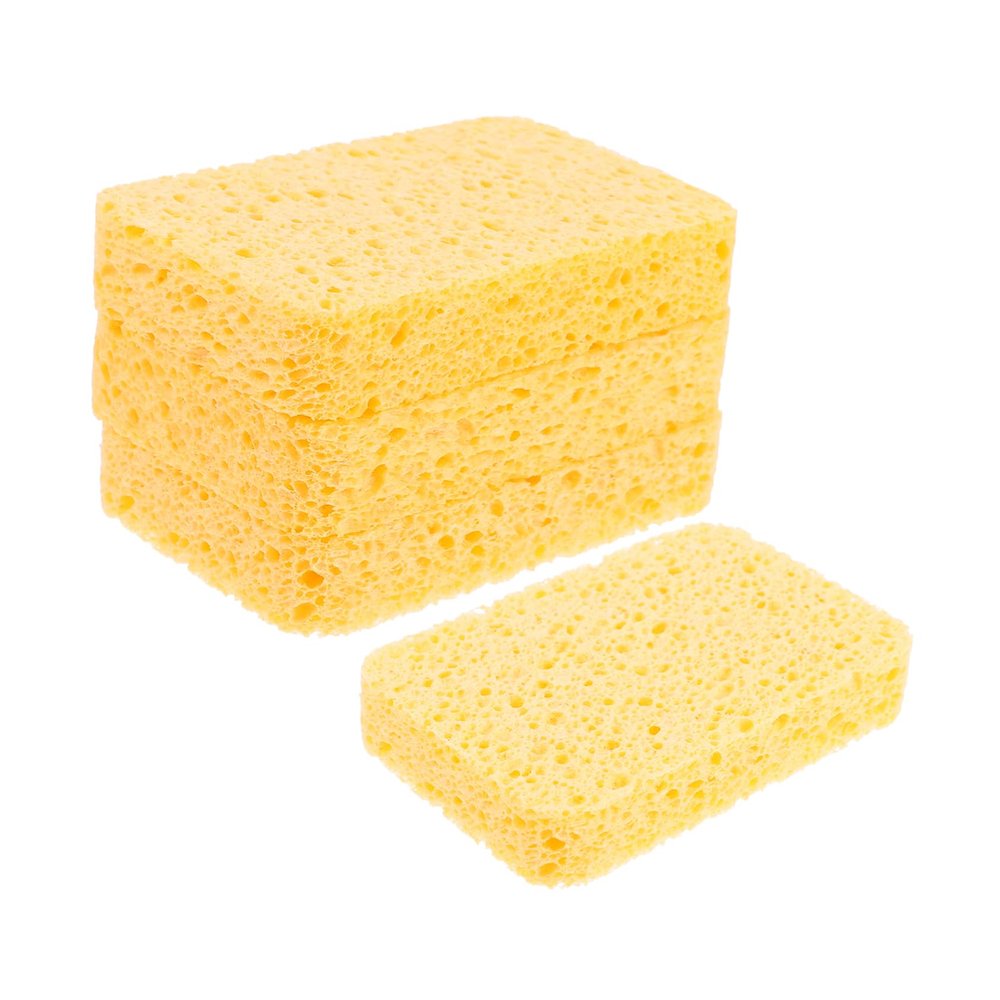 NOLITOY 4pcs Heavy Duty Cellulose Scrub Sponge Set Dual-Sided Dishwashing Sponge for Kitchen Cleaning Non-Scratch Design for Tableware and Cookware Random Color