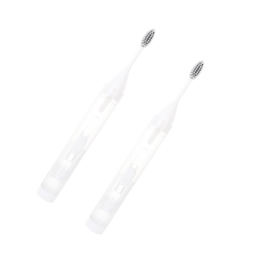 PACKOVE 2pcs Portable Folding Toothbrush Set for Travel Compact Bristles for Outdoor Activities and Business Trips White