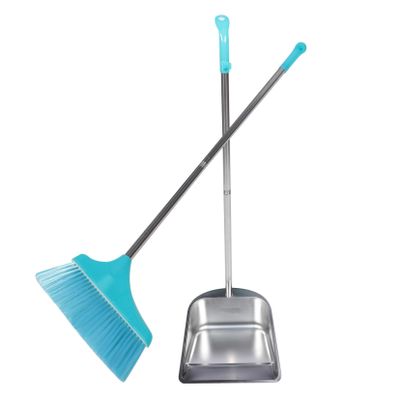 GOOHOCHY Ergonomic Handle Broom Dustpan Set Home Cleaning Dustpan Kit for Hardwood Tile Floor