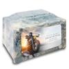 GetUrns Devotion Sky Blue Adult Cremation Urn for Human Ashes I Motorcycle UV Printing Cultured Marble Urns for Male and Female I 200lbs view 1