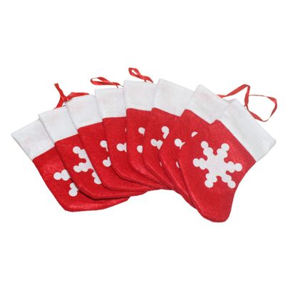 KICHOUSE 8pcs Christmas Cutlery Pouches Xmas Themed Spoon Fork Holders for Holiday Tableware Storage Decorative Snowflake Design for Parties and Family Gatherings