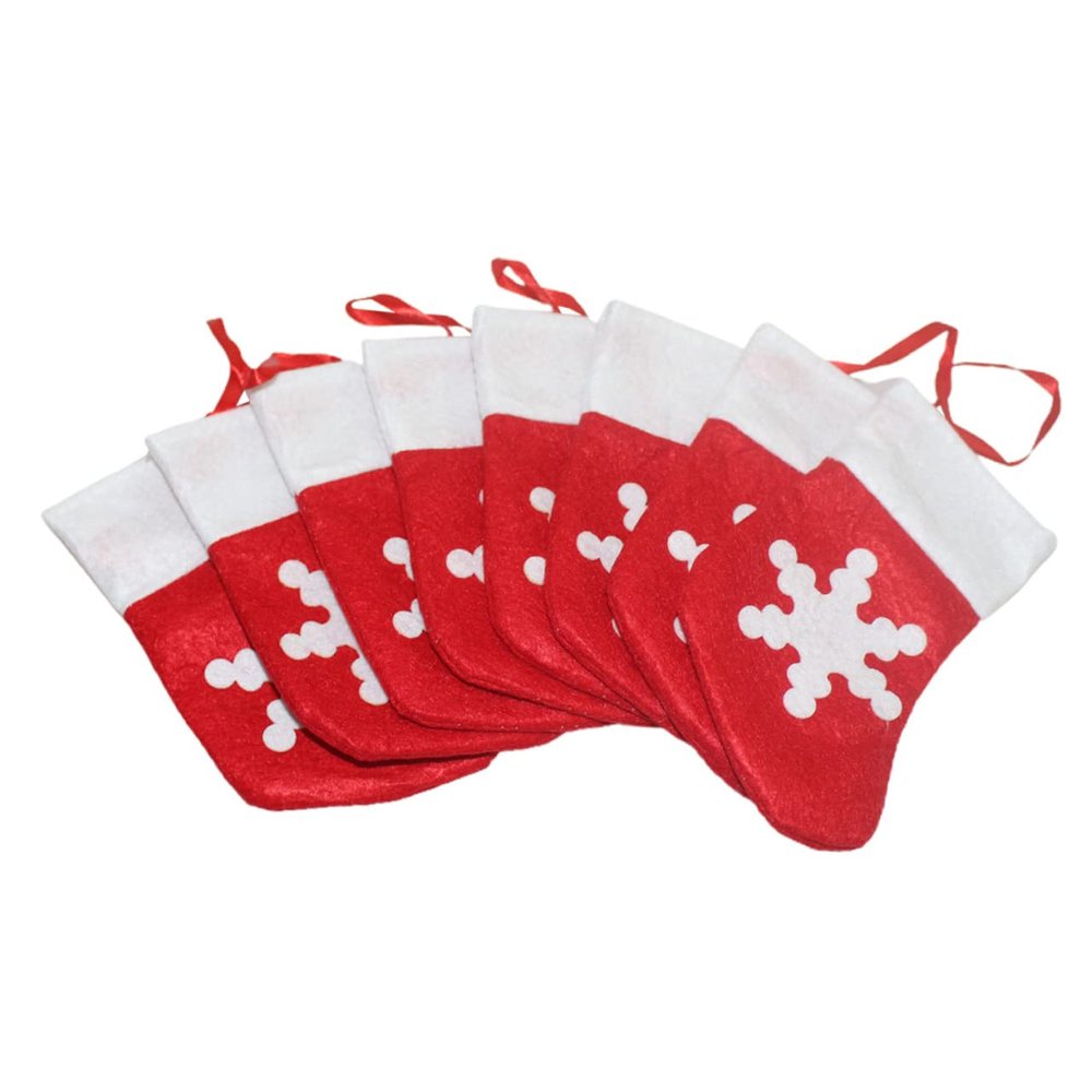 KICHOUSE 8pcs Christmas Cutlery Pouches Xmas Themed Spoon Fork Holders for Holiday Tableware Storage Decorative Snowflake Design for Parties and Family Gatherings
