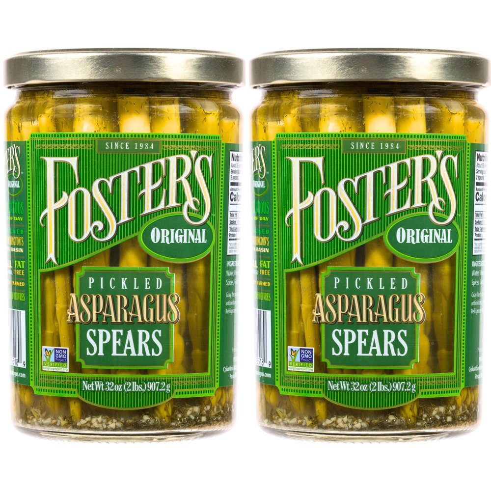 Foster's Pickled Asparagus Spears in a Jar, Original, 32oz, 2 Pack, Traditional Pickled Vegetables Recipe for over 40 years, Low Calorie Snack, Gluten Free, Fat and Preservative Free Pickles