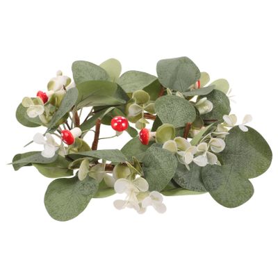 BIUDECO Artificial Eucalyptus Wreath Candle Ring Wedding Decor Realistic Leaf Garland Christmas Party Decoration