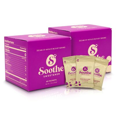 Sweet Soothe Natural Antacids for Acid Reflux Calcium Carbonate, Soothing Drink Enhancer, Zero-Calorie Blend (100 Count)