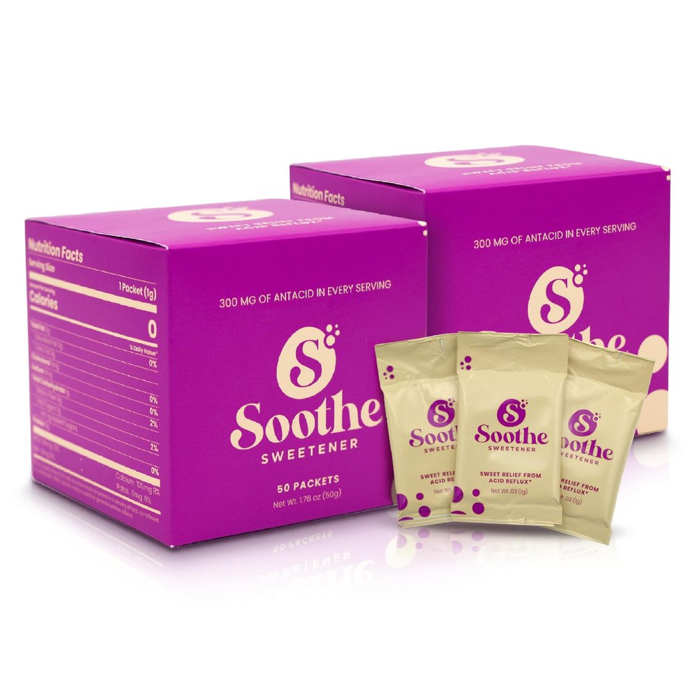 Sweet Soothe Natural Antacids for Acid Reflux Calcium Carbonate, Soothing Drink Enhancer, Zero-Calorie Blend (100 Count)