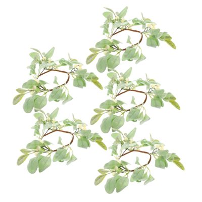 Ciieeo 5pcs Eucalyptus Candle Rings Wreaths Artificial Greenery Tabletop Decor for Weddings Parties Home Lightweight Elegant for Valentine Day Christmas