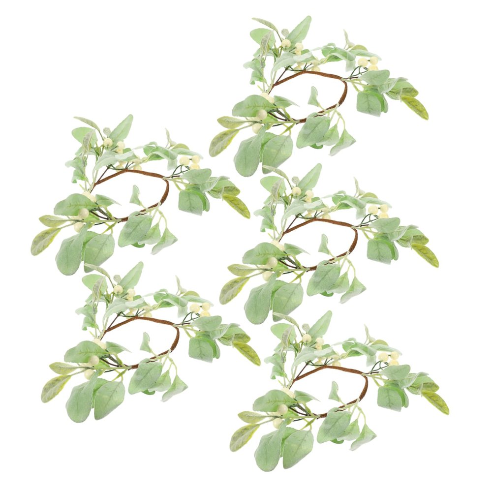 Ciieeo 5pcs Eucalyptus Candle Rings Wreaths Artificial Greenery Tabletop Decor for Weddings Parties Home Lightweight Elegant for Valentine Day Christmas