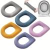 10 Pcs Bathroom Soft Thicker Warmer Stretchable Washable Cloth Toilet Seat Cover Pads (5 colors, 2 of each) view 2
