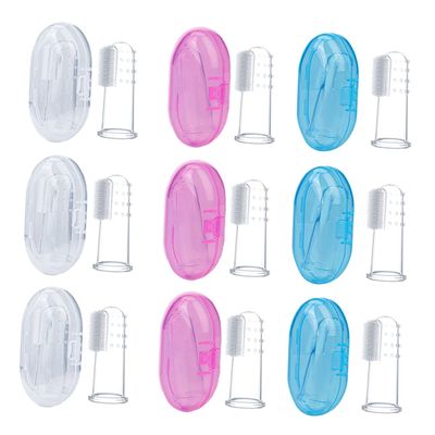 Ipetboom 9pcs Finger Toothbrush Soft Silicone Oral Care for Toddlers with Storage Boxes Years Old Gentle for Cleaning