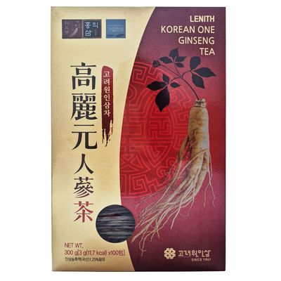 LENITH Korean One Ginseng Tea Packets, Sachets-Concentrated Ginseng Extract, Easy Dissolve Granulate Form, Hot or Cold Tea_10.58 oz / 300 g (3g x 100ea)