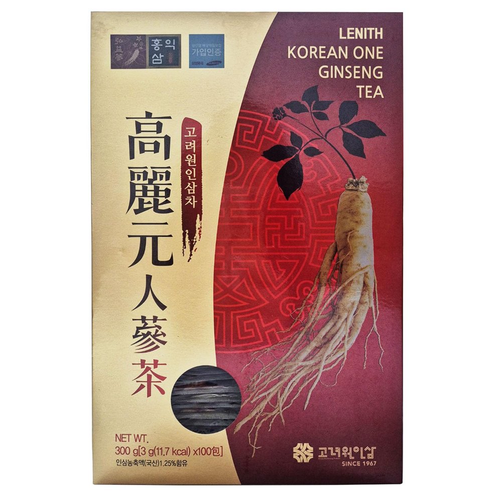 LENITH Korean One Ginseng Tea Packets, Sachets-Concentrated Ginseng Extract, Easy Dissolve Granulate Form, Hot or Cold Tea_10.58 oz / 300 g (3g x 100ea)