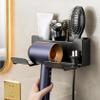 Meyrwoy Hair Dryer Holder Wall Mounted, Self-Adhesive Blow Dryer Holder with 3 Storage Compartments, Plastic Hair Tool Organizer for Hotel Bathroom Living Room view 4