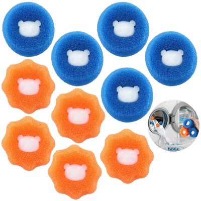 byepica 10 Pcs Pet Hair Remover Cleaning Balls, Reusable Anti-Winding Sponge, Washing Machine Laundry Hair Catcher