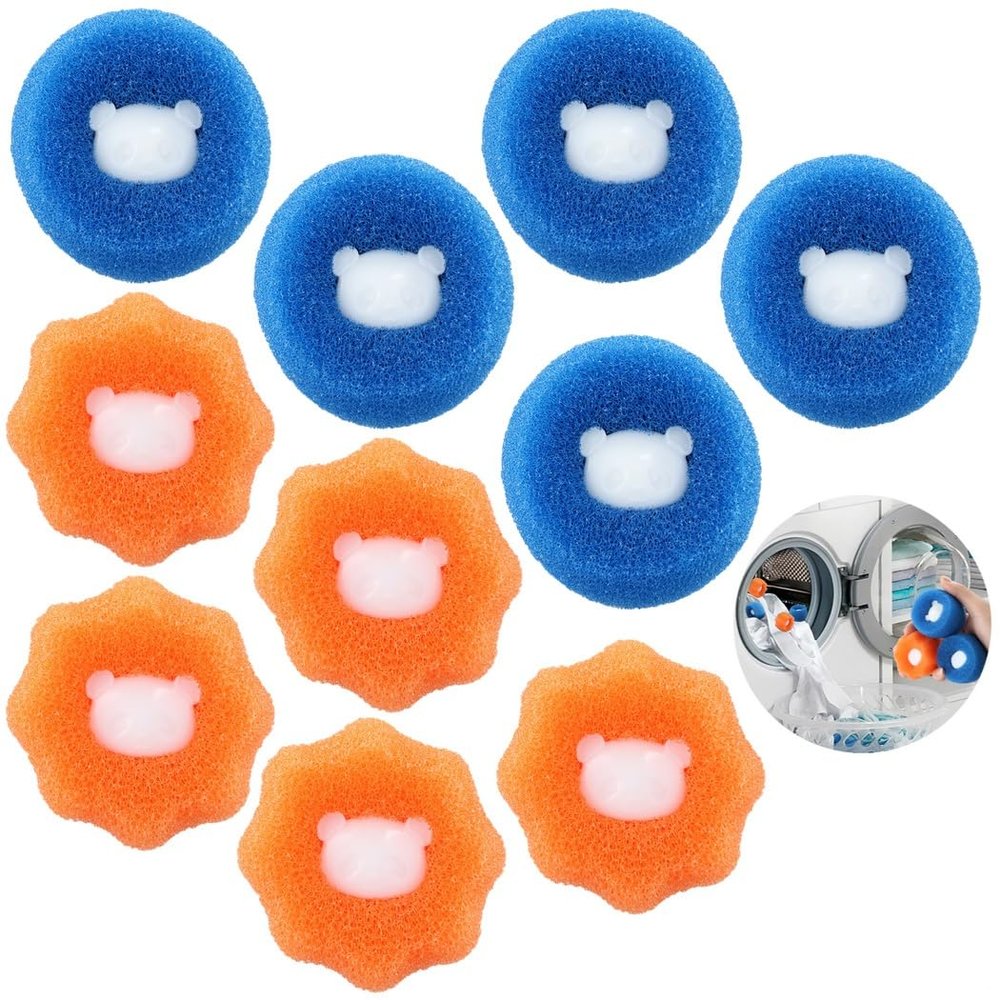 byepica 10 Pcs Pet Hair Remover Cleaning Balls, Reusable Anti-Winding Sponge, Washing Machine Laundry Hair Catcher