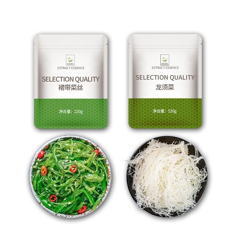 Instant Seaweed Salad Snacks, Mixed Vegetable Jerky, Skirt Side Dishes, Pickled Vegetables, Spicy Kimchi, Suitable for Salads Mixed Noodles, Casual Snacks (220g seaweed+520g asparag)