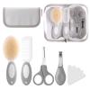 Baby Grooming Kit with Storage Pouch Baby Brush Soft Bristles 5 pcs-Infant Brush, Rounded Comb, Safety Scissors, Nail Clippers & Emery Board -Health Care Kit for Newborns & Toddlers Gray view 1