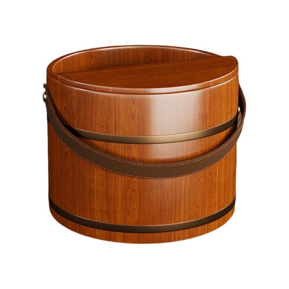 Foot Baths Wood Portable Washing Bucket Tub Foot Tub with Leather Handle, Wood Foot Tub Wooden Bathtub for Home Sauna Spa Accessory Wooden Bathing Bucket Bath Kits