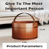 Foot Baths Wood Portable Washing Bucket Tub Foot Tub with Leather Handle, Wood Foot Tub Wooden Bathtub for Home Sauna Spa Accessory Wooden Bathing Bucket Bath Kits view 2