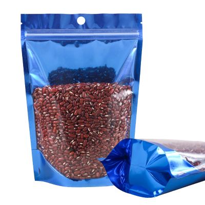 100 Pack Smell Proof Bags, Resealable Mylar Bag with Clear Window, Foil Pouch Stand-up for Food Self Sealing Storage, Scratch Resistant Hand Storage. (Blue, 6.39.4 inch)