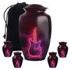 Artistic Guitar Urn for Ashes, Symphony Inspired Memorial Gift, Harmony Tribute Cremation Urns for Adults, Maroon Legacy for Male & Female, Combo (1Pc 10 Inch & 4Pcs 3 Inch) view 1
