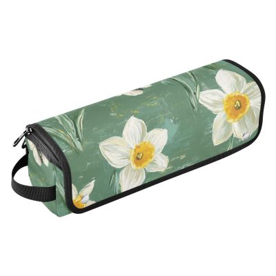 Foiosoh 2 in 1 Hair Tools Organizer with Heat Resistant Pad Portable Travel Carrying Case for Curling Iron Straightener Flat Hair Dryer, White and Yellow Floral Freshness