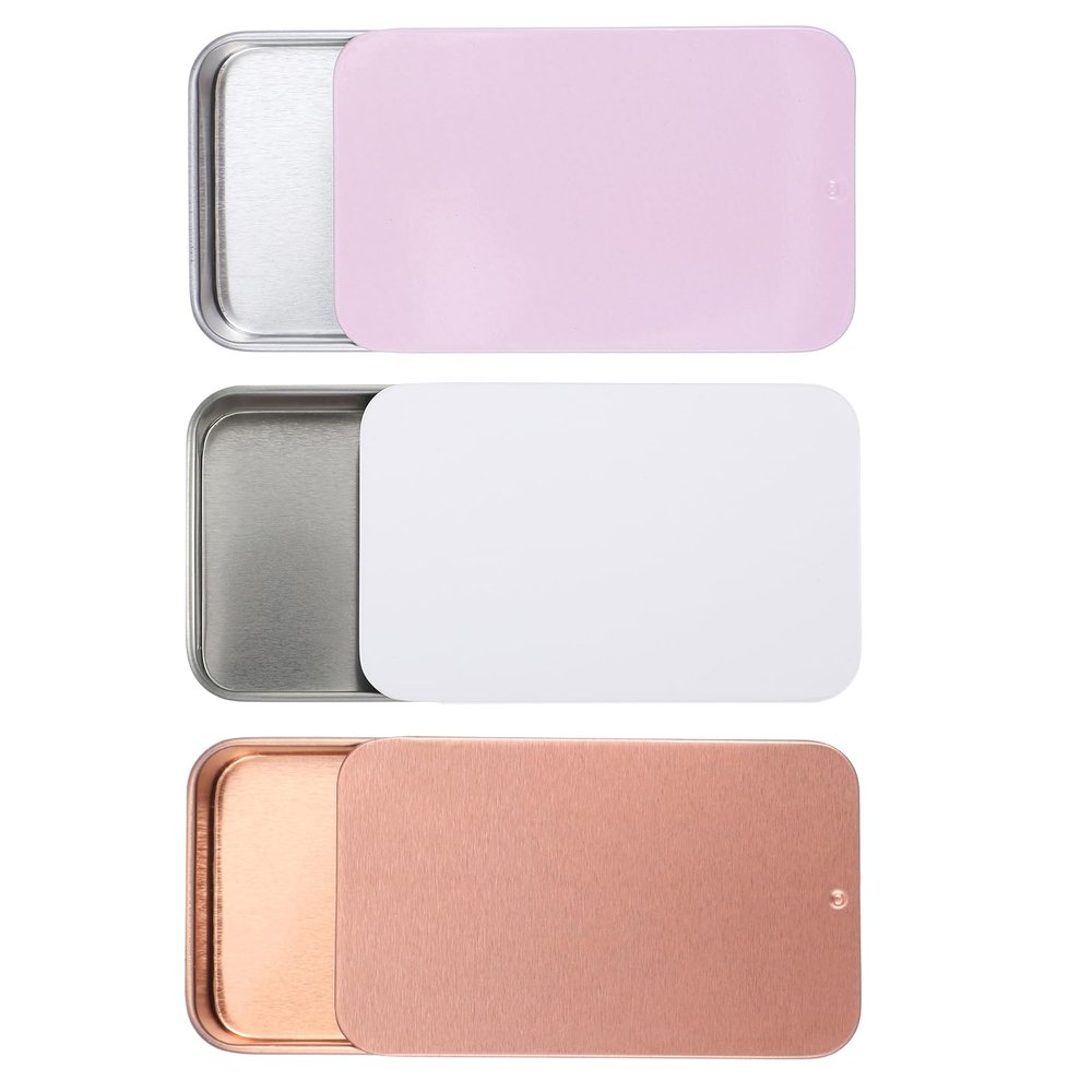 3 Pcs Small Dental Floss Case Metal Portable Compact Pick Dispenser Tin Sliding Refillable Flosser Organizer Box Mini Holder for Pill Oral Care Travel Hotels Dating Dinners Teeth Cleaning