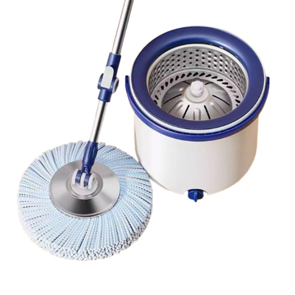 JBNCRYGD New Single Bucket Spin Mop - Stainless Steel Plate/Upgraded Hydraulic C-Rod - Home Floor Cleaning Mop and Bucket Set,