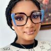 Shiratori Blue Light Blocking Glasses with Rectangle Frame and Chic Preppy Look for Women Advanced 99% Blue Light Blocking Computer Glasses Blue view 3