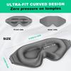3D Contoured Sleep Eye mask Side Sleeper Men Women Zero Eye Pressure high Density Memory Foam Soft Breathable Light Blocking Night Blindfold Travel Yoga Napping Gray view 4