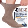 Pembrook Cotton Diabetic Socks for Men - 5 Pairs Crew Mens Diabetic Socks Size 10-13 for Neuropathy, Non-Binding, Extra Wide Top, Black, White, Gray, Marled Brown, Marled Tan view 1