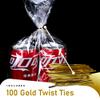 Naxlif Cellophane Bags 8x11 with Bottom Gusset 100Pcs Clear Cellophane Wrap for Gift Baskets & 100 Gold Twist Ties, Perfect For Gift Wrapping Party Favors & Food Storage Packaging for Special Events view 4