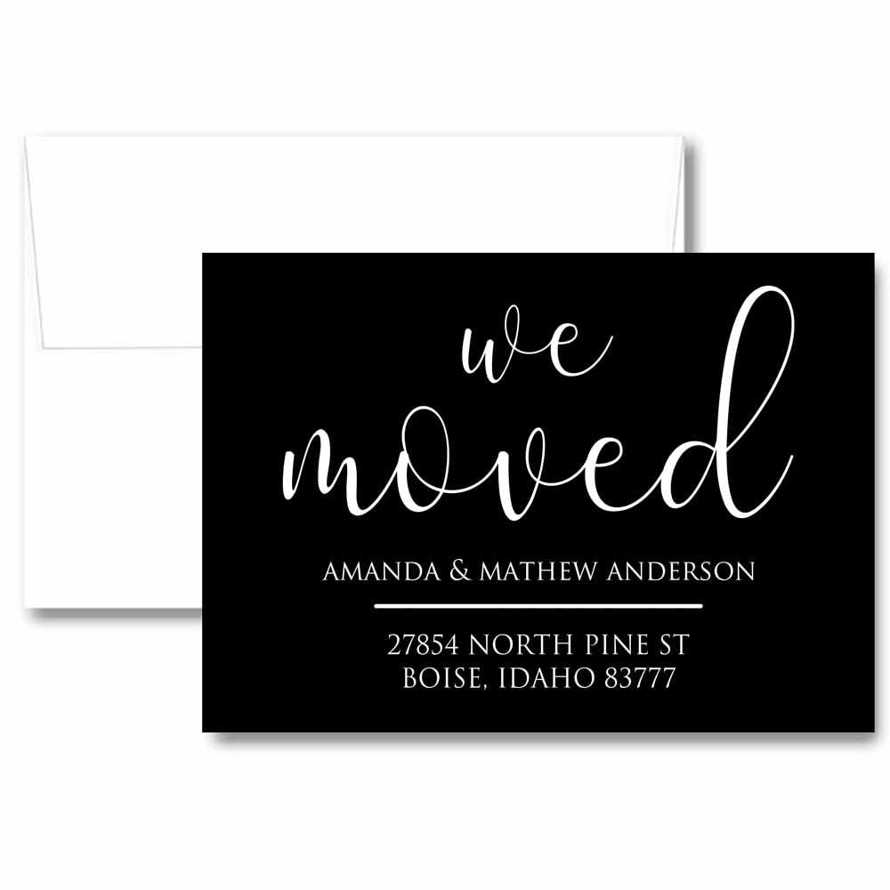 Black White Script Moving Cards, Handmade Moving Announcement, Personalized We've Moved Stationery, Change of Address Stationery with Envelopes, Simple New Home Greeting, Printed We Moved Cards