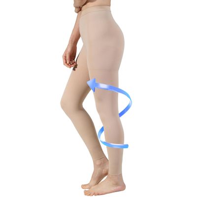 20-30mmHg Medical Compression Pantyhose, Women Compression Stockings & Leggings, Opaque Footless High Waist Opaque Compression Tights for Varicose Veins, Graduated Support Hose for Doctor (2XL, Beige)