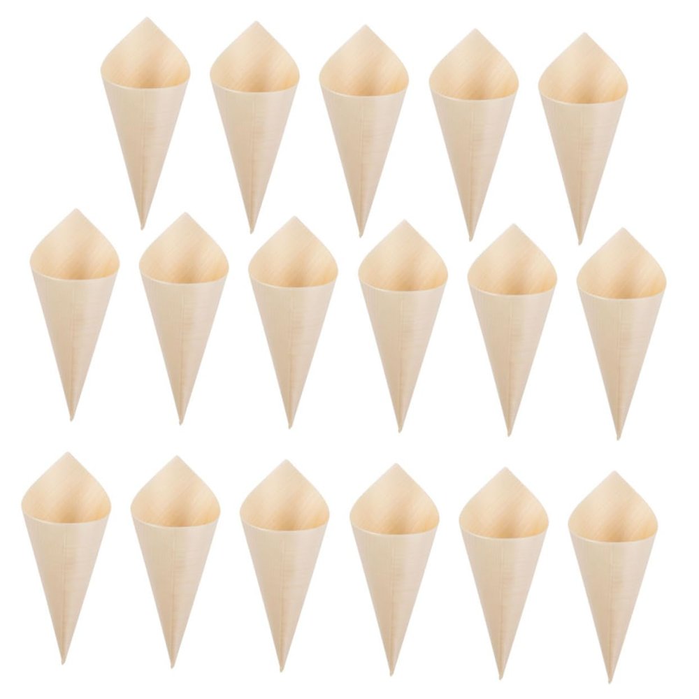 HOLIDYOYO 150pcs Delicate Ice Cream Cones for French Fries Chicken Fingers Onion Rings Compact Food Cones Wooden Dessert Supplies Daily Use Snack Storage Cups