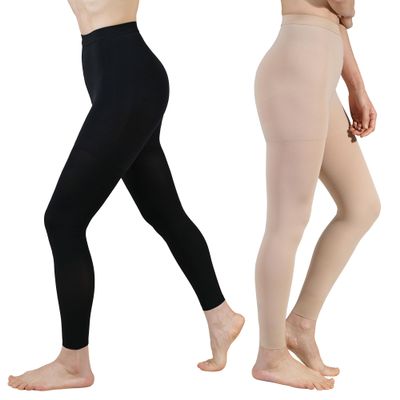 20-30mmHg Medical Compression Pantyhose, Women Compression Stockings&Leggings, Opaque Footless High Waist Opaque Compression Tights for Varicose Veins, Doctor Graduated Support Hose, 2 Pairs Mixed-2XL